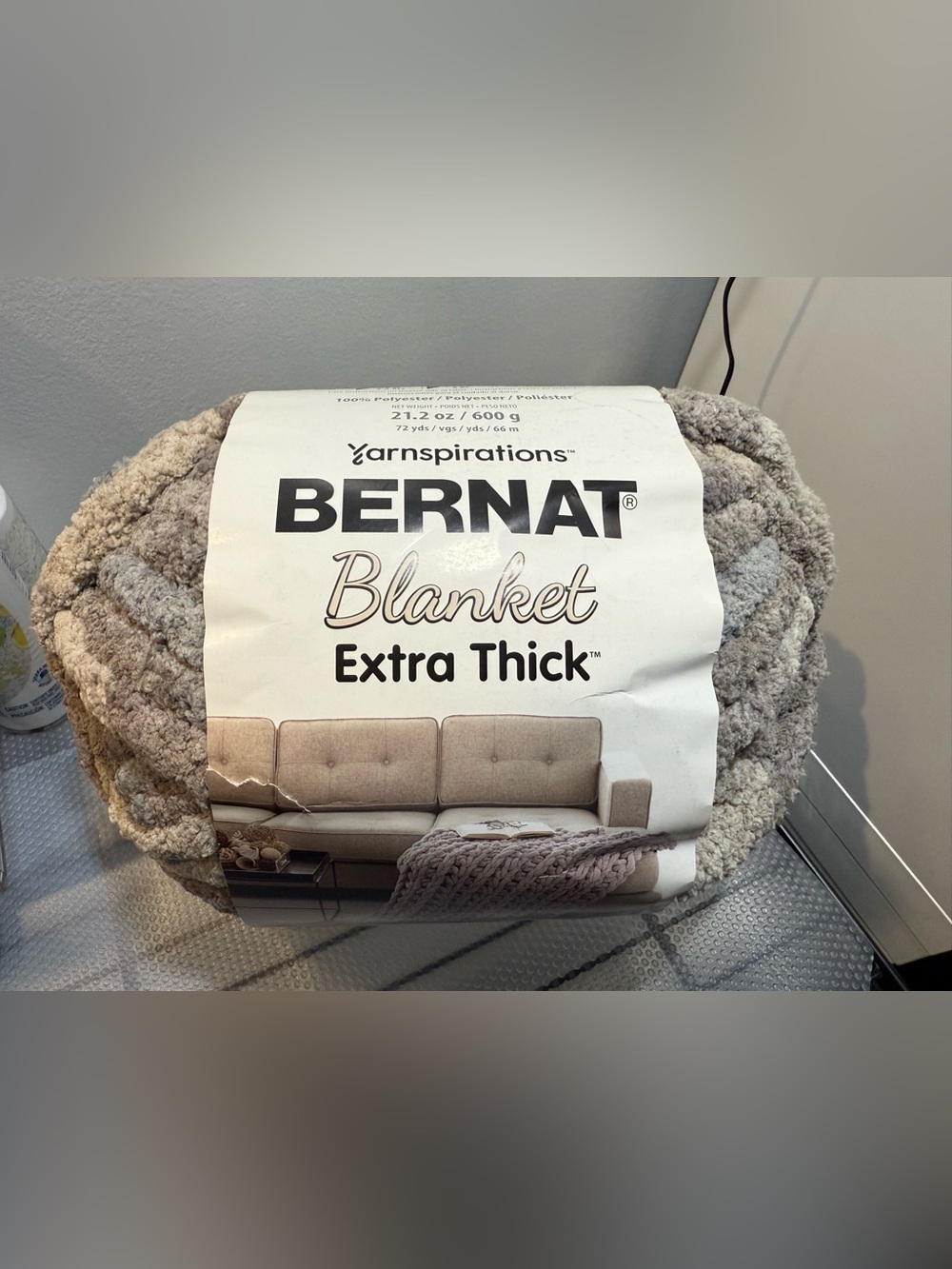 NWT Bernat Blanket Extra Thick Jumbo #7 Dove Yarn - 72 Yards (2 Skein Lot)